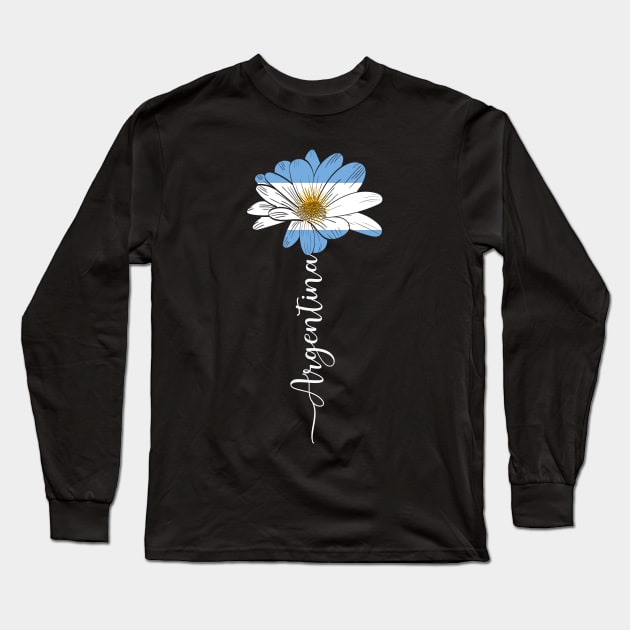 Vintage Argentina Sunflower Flag Argentina Lover Long Sleeve T-Shirt by Sandra Holloman